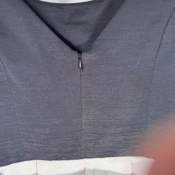 Eliza J Women's Ivory/Black Belted Beaded Tulip Dress Sz 6 - Picture 7 of 11